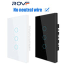 ROVF Interruptor De Parede Com Claro Touch Sem Neutro 1-2-3Gang 110V-220V