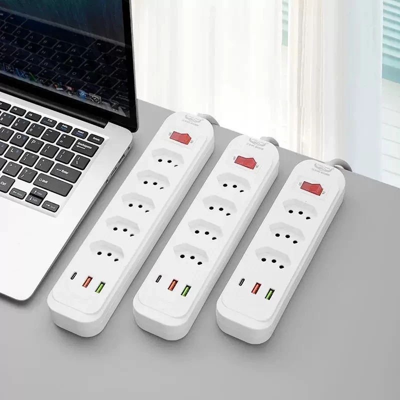 Extensão Elétrica Bivolt com USB e Type-C Cabo 1,8/2m com Interruptor