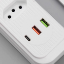 Extensão Elétrica Bivolt com USB e Type-C Cabo 1,8/2m com Interruptor