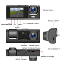 Nova câmera de painel de carro HD 1080P, câmera de 3 lentes, gravador DVR, câmera de direção yihan